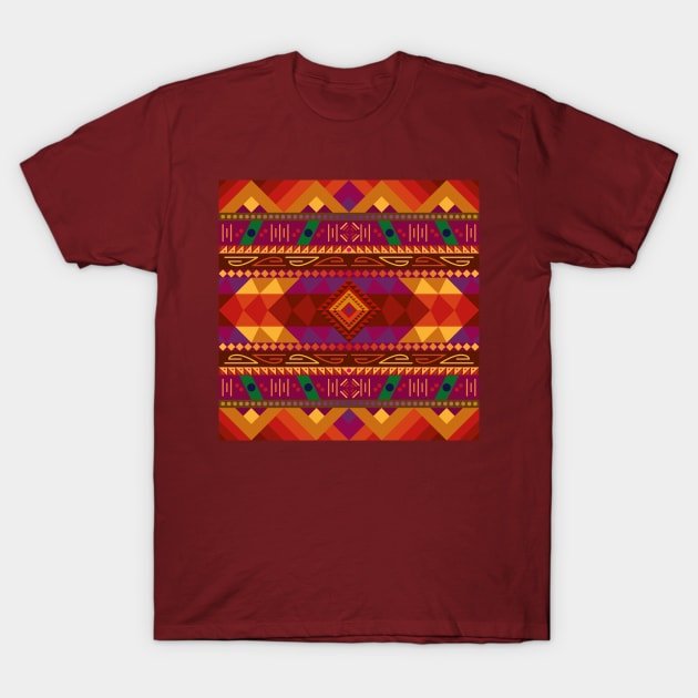 Native American Warm Pattern Design T-Shirt by JDP Designs